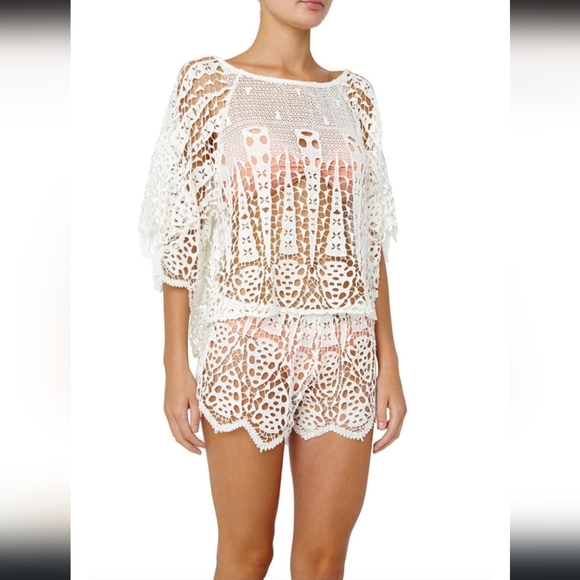 Like New◇Off-White Eberjey Spearhead Sam Bridal Shorts 100% cotton Med/LG - Picture 2 of 10